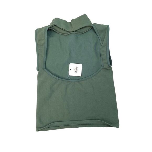 New Free People Intimately seamless open back mock neck top Size XS/S moss green - Picture 2 of 7